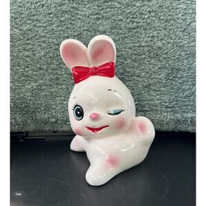 Rune Naito Ceramic Bunny Rabbit Vintage Figurine Piggy Bank MCM Retro
